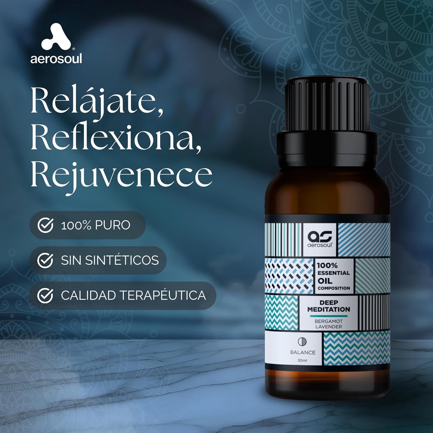 Aerosoul® Aceites Esenciales Para Humidificador, Mezcla Aceites Esenciales Bergamota, Lavanda, Vainilla, Manzanilla, Aceites Para Aromaterapia, 100% Aceites Esenciales Naturales, 30Ml